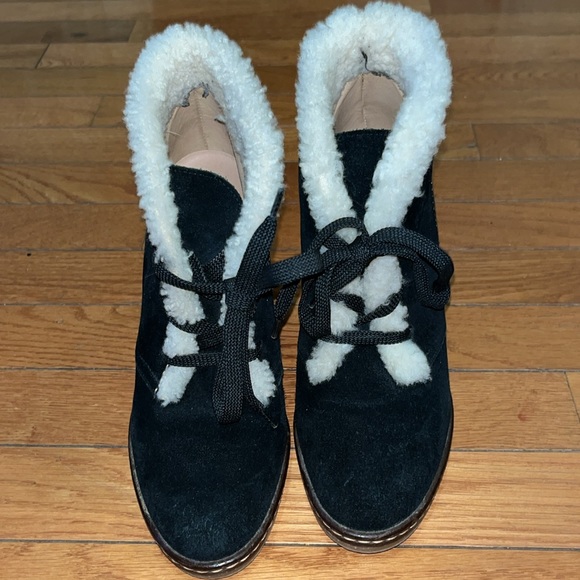 Coach Suede Sherpa Lined Heeled Booties - Picture 2 of 10
